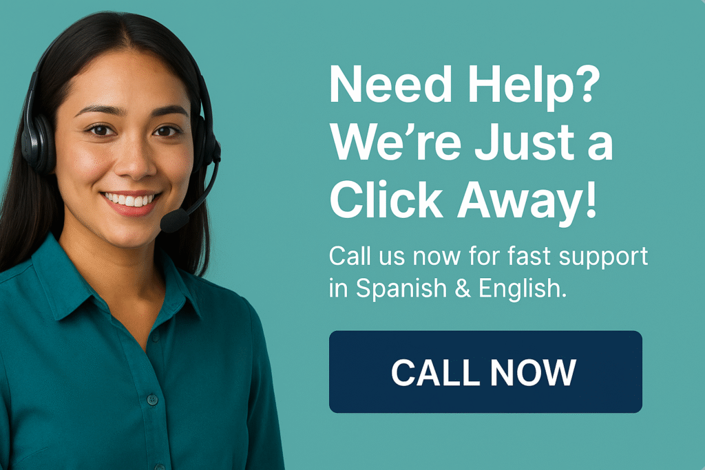 Customer support popup with bilingual helpline assistance