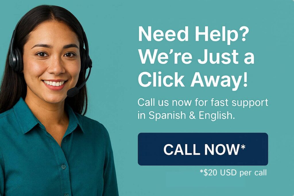 Customer support popup with bilingual helpline assistance
